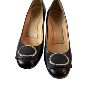 Naturalizer Black Leather Pumps– Size 9W – Comfort + Style